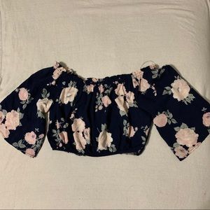 Navy blue floral crop top